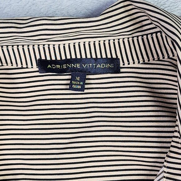 Adrienne Vittadini Shirt Women XL Brown Stripe Button Long Sleeve Stretch Office - Picture 3 of 12